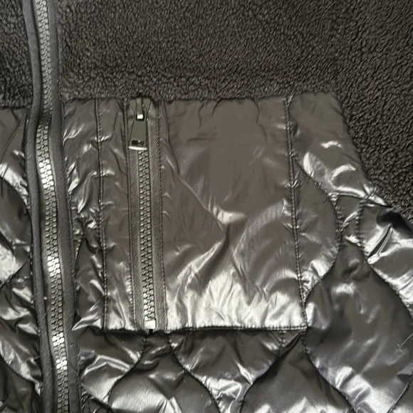 Koolaburra by Ugg Mixed Media Puff Quilted Sherpa Zip Up Jacket Black - Picture 3 of 8